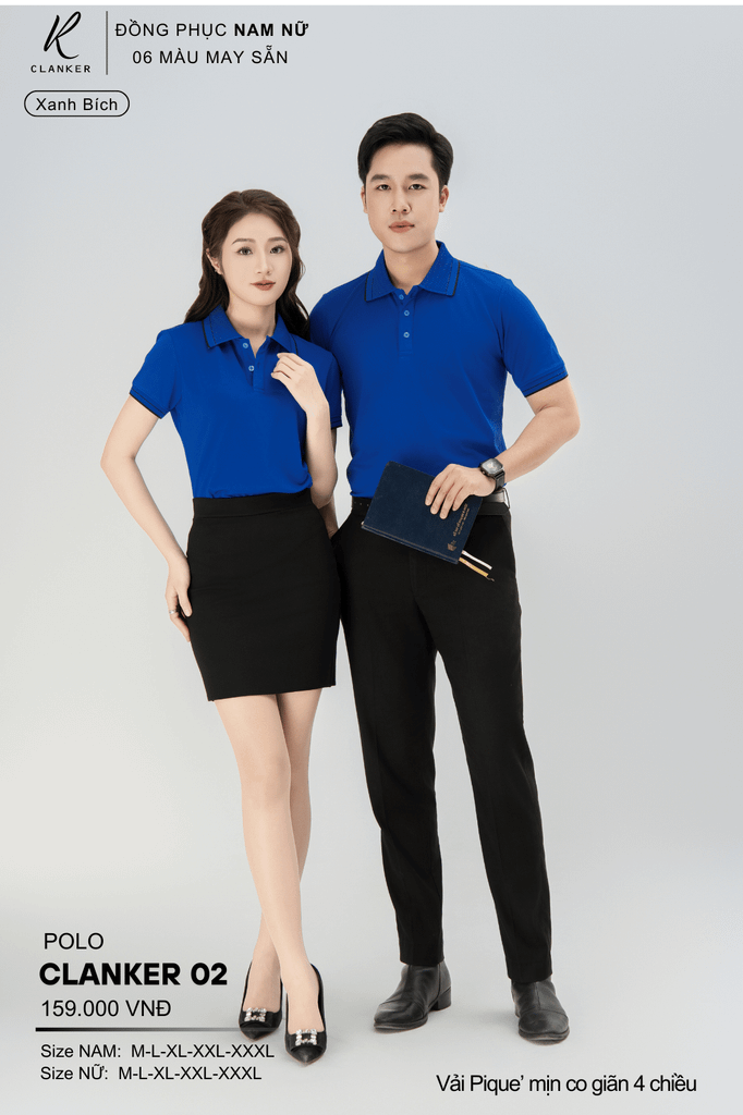Áo Polo Thể Thao CLANKER 02 Nam , Nữ Màu Xanh Bích