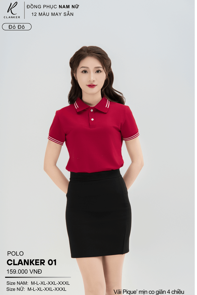 Áo Polo Thể Thao CLANKER 01 Nam , Nữ Màu Đỏ Đô Vải Cá Sấu Thể Thao Mịn Co Dãn 4 Chiều Phủ Nano Kháng Khuẩn