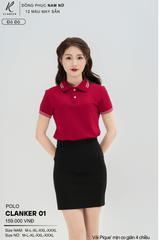 Áo Polo Thể Thao CLANKER 01 Nam , Nữ Màu Đỏ Đô Vải Cá Sấu Thể Thao Mịn Co Dãn 4 Chiều Phủ Nano Kháng Khuẩn