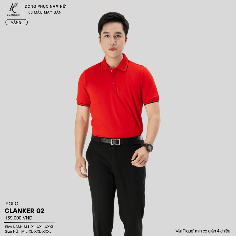 Áo Polo Thể Thao CLANKER 02 Nam , Nữ Màu Đỏ