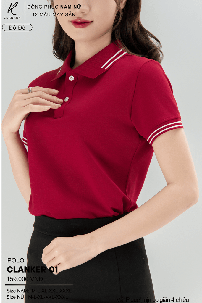 Áo Polo Thể Thao CLANKER 01 Nam , Nữ Màu Đỏ Đô Vải Cá Sấu Thể Thao Mịn Co Dãn 4 Chiều Phủ Nano Kháng Khuẩn
