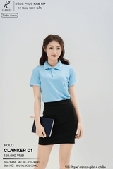 Áo Polo Thể Thao CLANKER 01 Nam , Nữ Màu Thiên Thanh Vải Cá Sấu Thể Thao Mịn Co Dãn 4 Chiều Phủ Nano Kháng Khuẩn