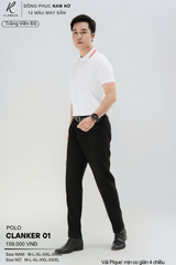 Áo Polo Thể Thao CLANKER 01 Nam , Nữ Màu Trắng Viền Đỏ Vải Cá Sấu Thể Thao Mịn Co Dãn 4 Chiều Phủ Nano Kháng Khuẩn