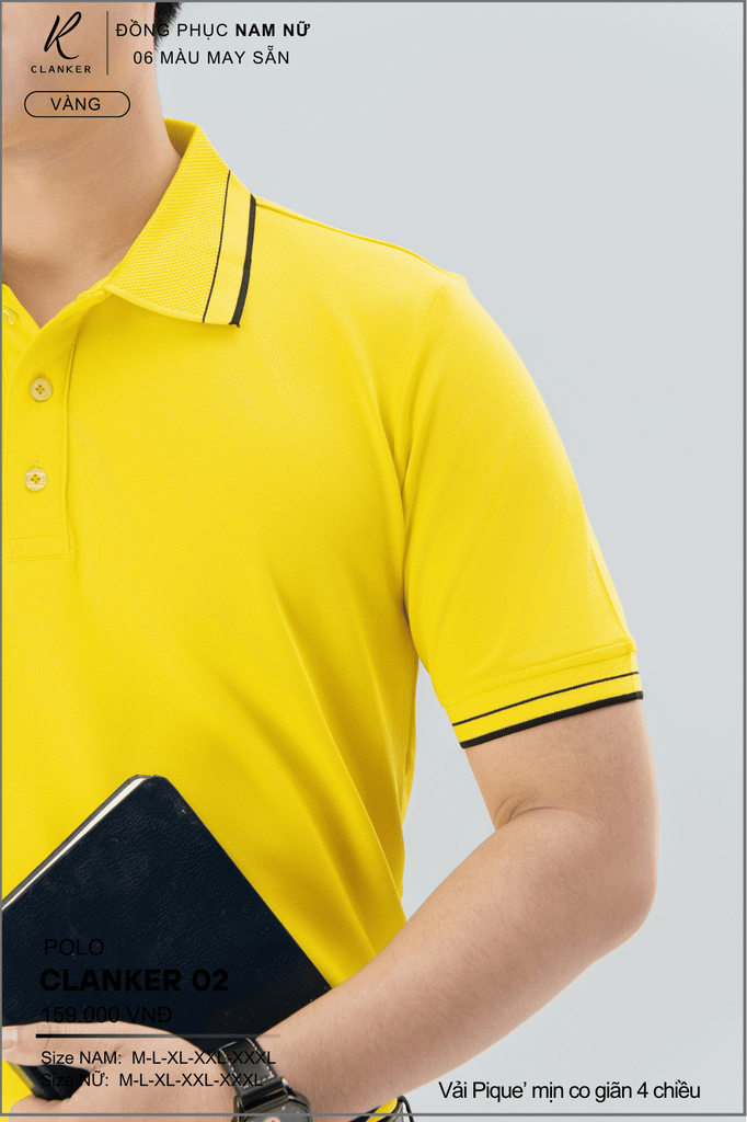 Áo Polo Thể Thao CLANKER 02 Nam , Nữ Màu Vàng
