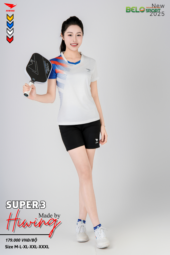 Áo Bóng Chuyền ,Cầu Lông ,Pickleball Hiwing Super 3 New 2025 Màu Trắng