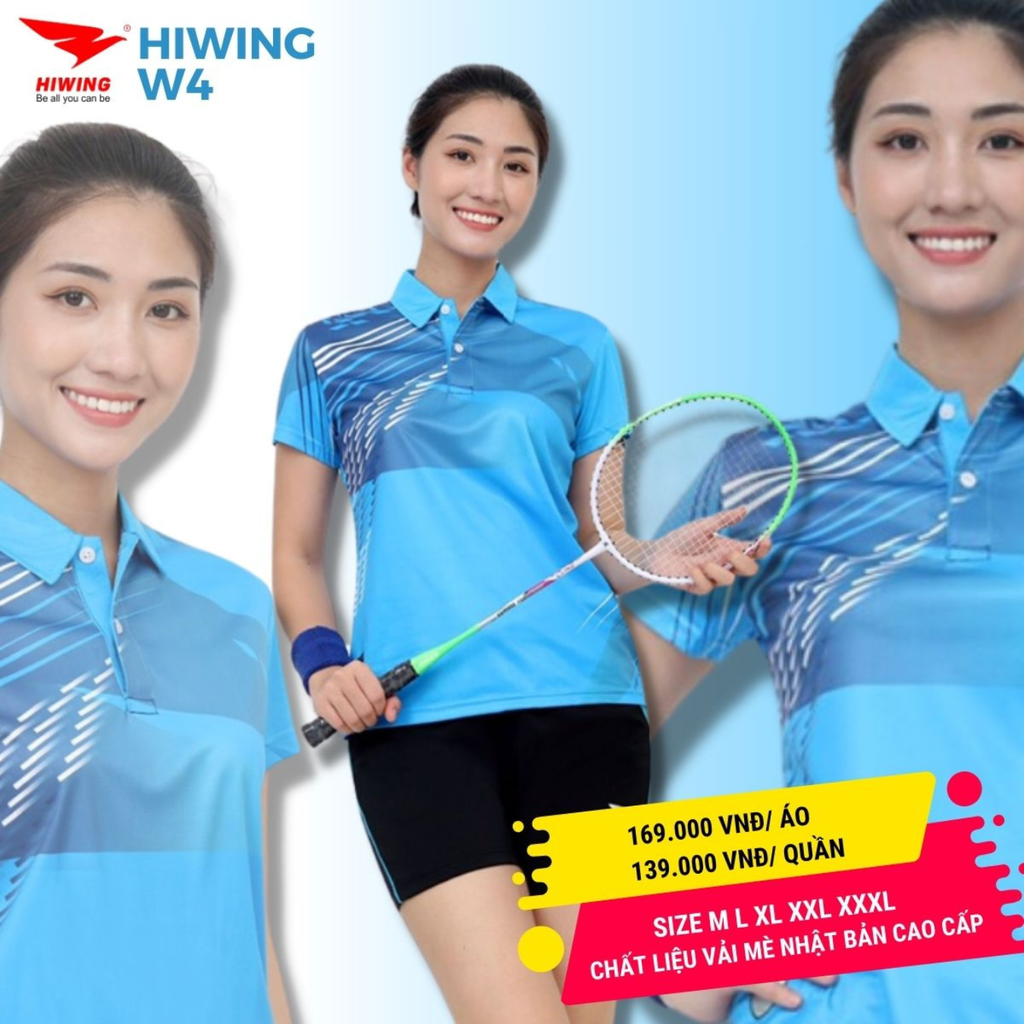 Áo Cầu Lông Hiwing W4 Màu Xanh