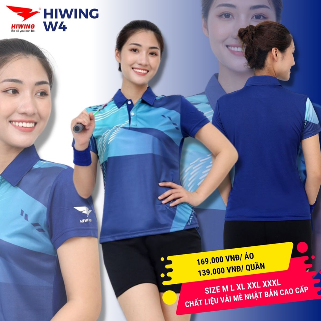 Áo Cầu Lông Hiwing W4 Màu Xanh