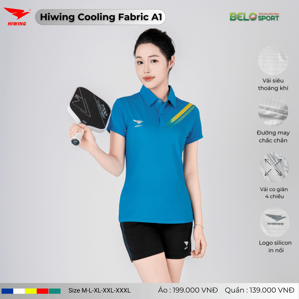 Áo Cầu Lông Pickleball Hiwing Cooling Fabric A1 Màu Trắng New 2025
