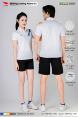 Áo Cầu Lông Pickleball Hiwing Cooling Fabric A1 Màu Trắng New 2025