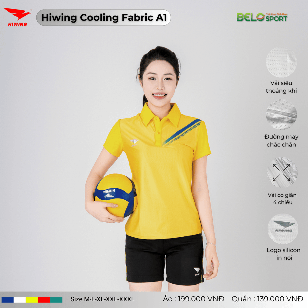 Áo Cầu Lông Pickleball Hiwing Cooling Fabric A1 Màu Trắng New 2025