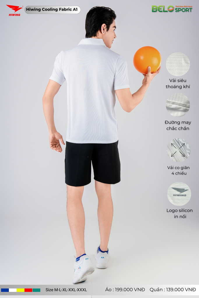 Áo Cầu Lông Pickleball Hiwing Cooling Fabric A1 Màu Trắng New 2025