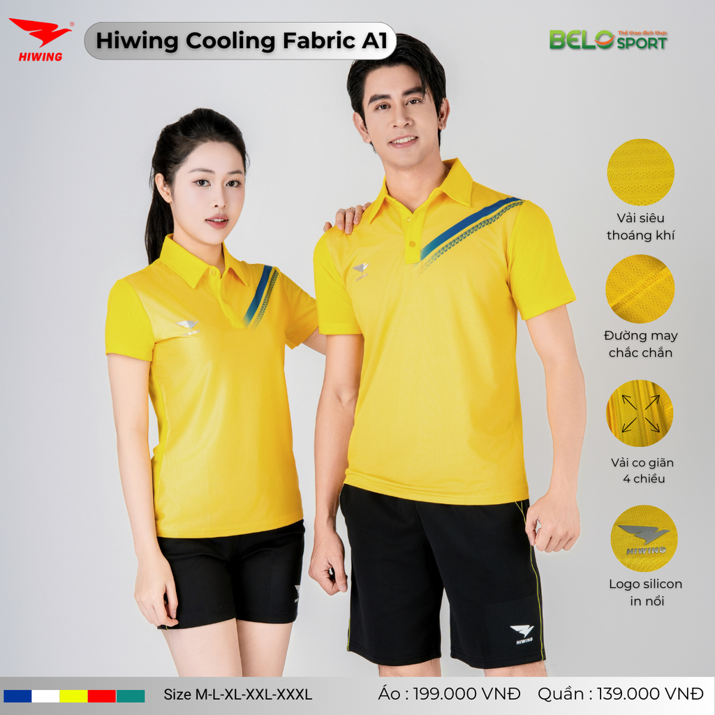 Áo Cầu Lông Pickleball Hiwing Cooling Fabric A1 Màu Vàng New 2025