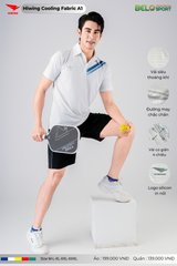 Áo Cầu Lông Pickleball Hiwing Cooling Fabric A1 Màu Trắng New 2025