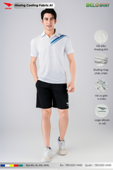 Áo Cầu Lông Pickleball Hiwing Cooling Fabric A1 Màu Trắng New 2025
