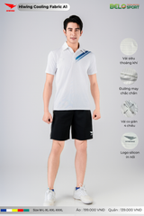 Áo Cầu Lông Pickleball Hiwing Cooling Fabric A1 Màu Trắng New 2025