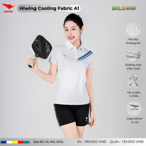 Áo Cầu Lông Pickleball Hiwing Cooling Fabric A1 Màu Trắng New 2025