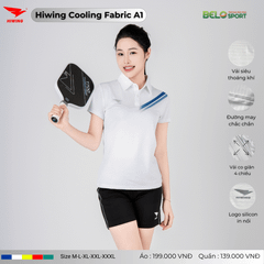 Áo Cầu Lông Pickleball Hiwing Cooling Fabric A1 Màu Trắng New 2025