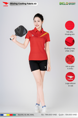 Áo Cầu Lông Pickleball Hiwing Cooling Fabric A1 Màu Đỏ New 2025
