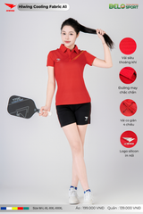Áo Cầu Lông Pickleball Hiwing Cooling Fabric A1 Màu Đỏ New 2025