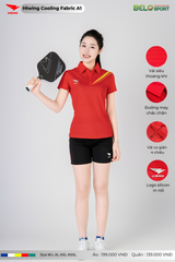 Áo Cầu Lông Pickleball Hiwing Cooling Fabric A1 Màu Đỏ New 2025