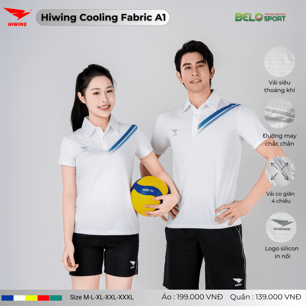 Áo Cầu Lông Pickleball Hiwing Cooling Fabric A1 Màu Trắng New 2025