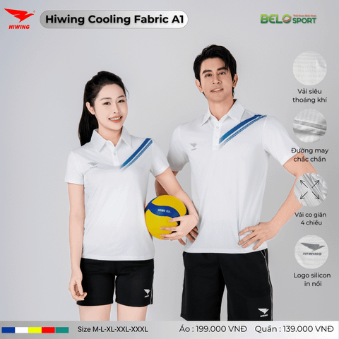Áo Cầu Lông Pickleball Hiwing Cooling Fabric A1 Màu Trắng New 2025