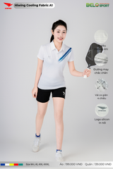 Áo Cầu Lông Pickleball Hiwing Cooling Fabric A1 Màu Trắng New 2025