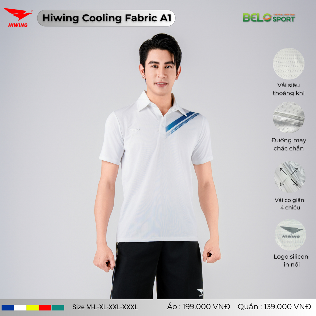 Áo Cầu Lông Pickleball Hiwing Cooling Fabric A1 Màu Xanh New 2025