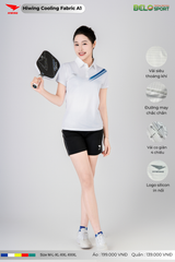 Áo Cầu Lông Pickleball Hiwing Cooling Fabric A1 Màu Trắng New 2025