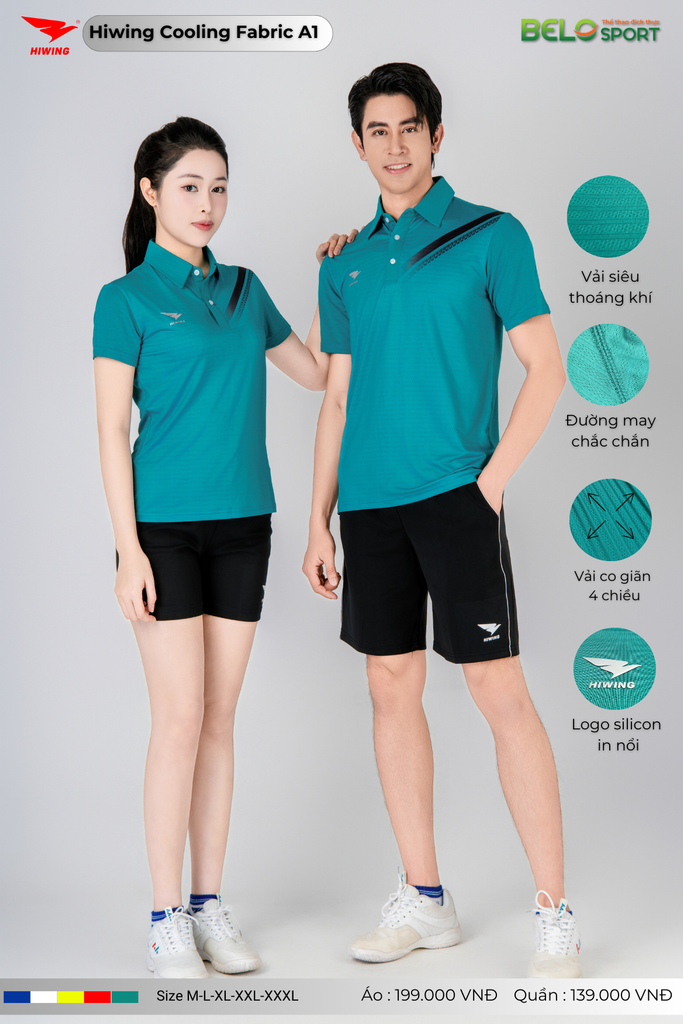 Áo Cầu Lông Pickleball Hiwing Cooling Fabric A1 Màu Xanh Lá New 2025