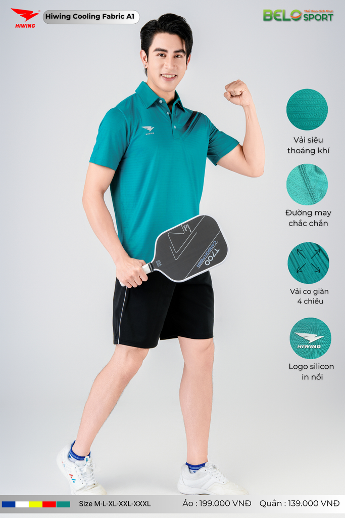 Áo Cầu Lông Pickleball Hiwing Cooling Fabric A1 Màu Xanh Lá New 2025