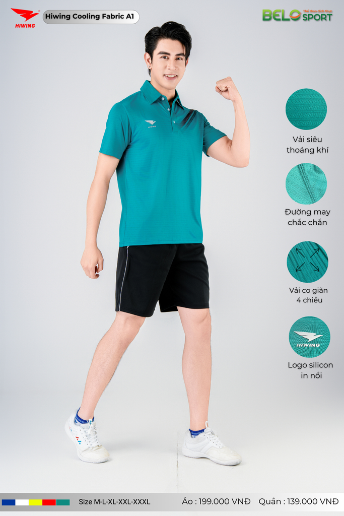Áo Cầu Lông Pickleball Hiwing Cooling Fabric A1 Màu Xanh Lá New 2025