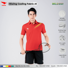 Áo Cầu Lông Pickleball Hiwing Cooling Fabric A1 Màu Trắng New 2025