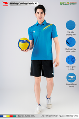 Áo Cầu Lông Pickleball Hiwing Cooling Fabric A1 Màu Xanh New 2025