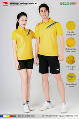 Áo Cầu Lông Pickleball Hiwing Cooling Fabric A1 Màu Vàng New 2025