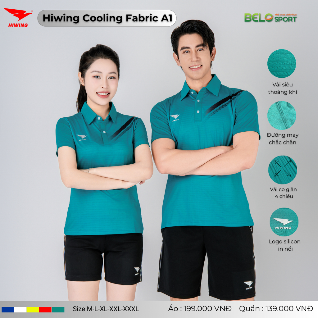 Áo Cầu Lông Pickleball Hiwing Cooling Fabric A1 Màu Xanh Lá New 2025
