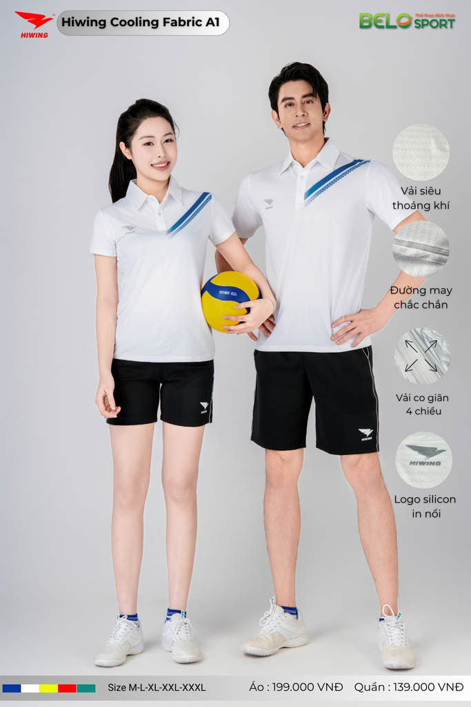 Áo Cầu Lông Pickleball Hiwing Cooling Fabric A1 Màu Trắng New 2025