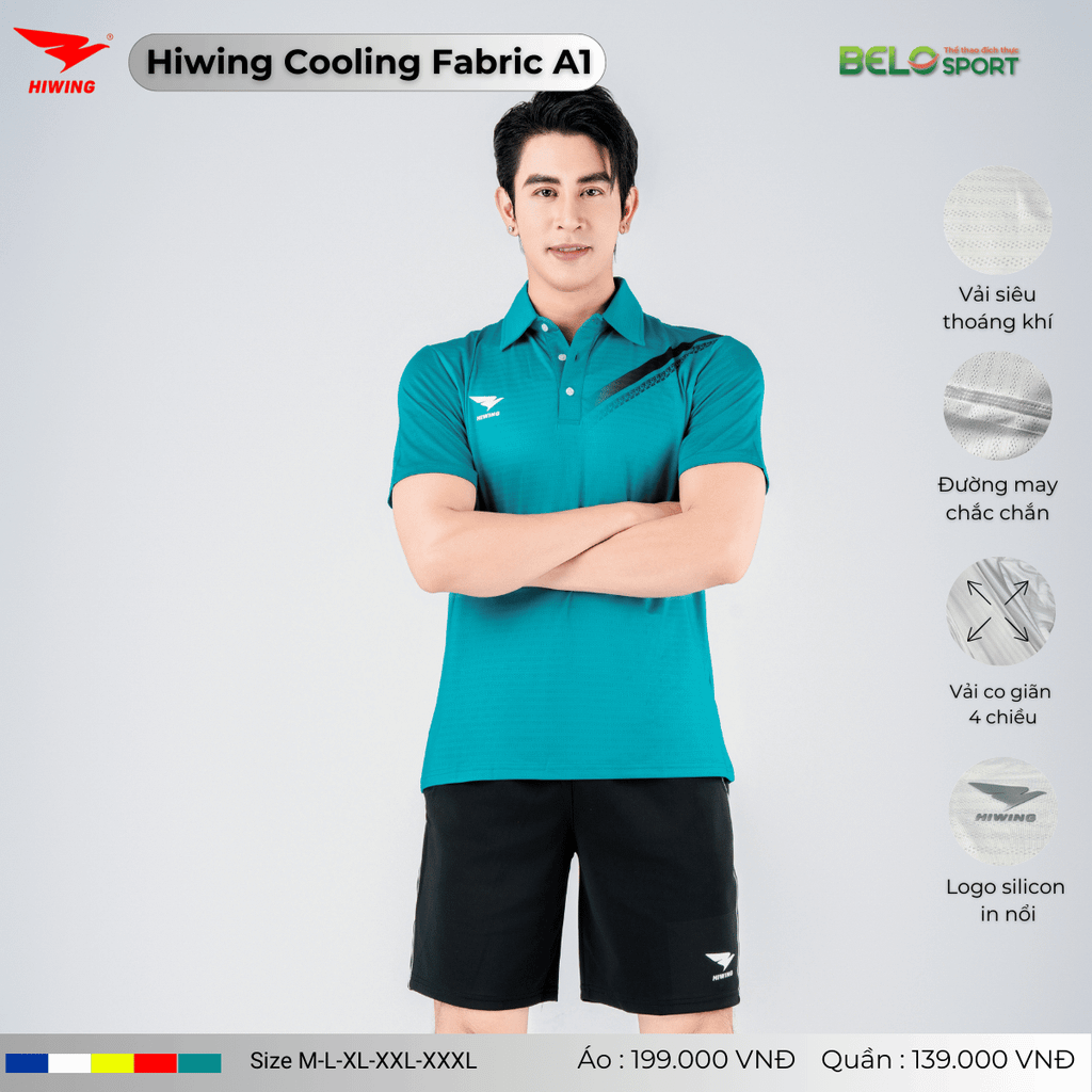 Áo Cầu Lông Pickleball Hiwing Cooling Fabric A1 Màu Trắng New 2025