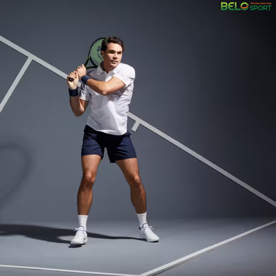 Áo Polo Thể Thao Màu Trắng Mà Xanh Họa Tiết Trơn