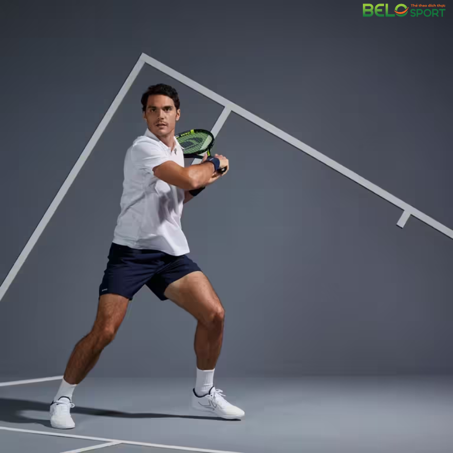 Áo Polo Thể Thao Màu Trắng Mà Xanh Họa Tiết Trơn