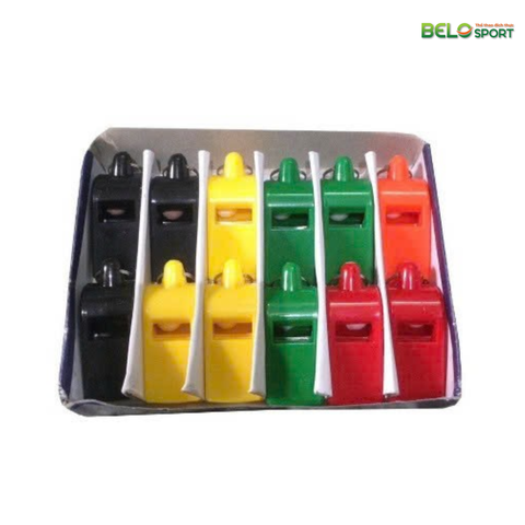 Còi Nhựa Thể Thao Nhiều Màu Hộp 12 Cái