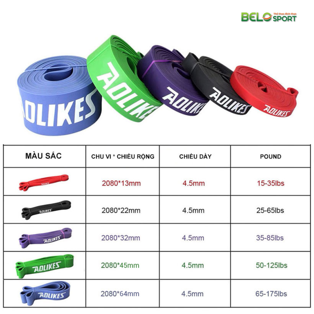 Dây Tập Thể Dục đàn hồi cao cấp Aolikes AL3602 Màu Tím