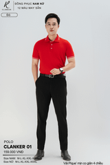 Áo Polo Thể Thao CLANKER 01 Nam , Nữ Màu Đỏ Vải Cá Sấu Thể Thao Mịn Co Dãn 4 Chiều Phủ Nano Kháng Khuẩn