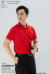 Áo Polo Thể Thao CLANKER 01 Nam , Nữ Màu Đỏ Vải Cá Sấu Thể Thao Mịn Co Dãn 4 Chiều Phủ Nano Kháng Khuẩn