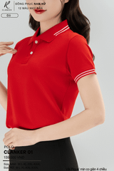 Áo Polo Thể Thao CLANKER 01 Nam , Nữ Màu Đỏ Vải Cá Sấu Thể Thao Mịn Co Dãn 4 Chiều Phủ Nano Kháng Khuẩn