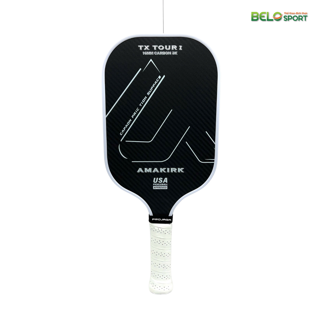 Vợt Pickleball Amasports Carbon 3K Màu Trắng