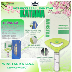 Vợt Pickleball Winstar Katana Carbon Fiber Grain - Màu Xanh Trắng