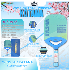 Vợt Pickleball Winstar Katana Carbon Fiber Grain - Màu Xanh Da