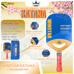 Vợt Pickleball Winstar Katana Carbon Fiber Grain - Màu Cam Xanh