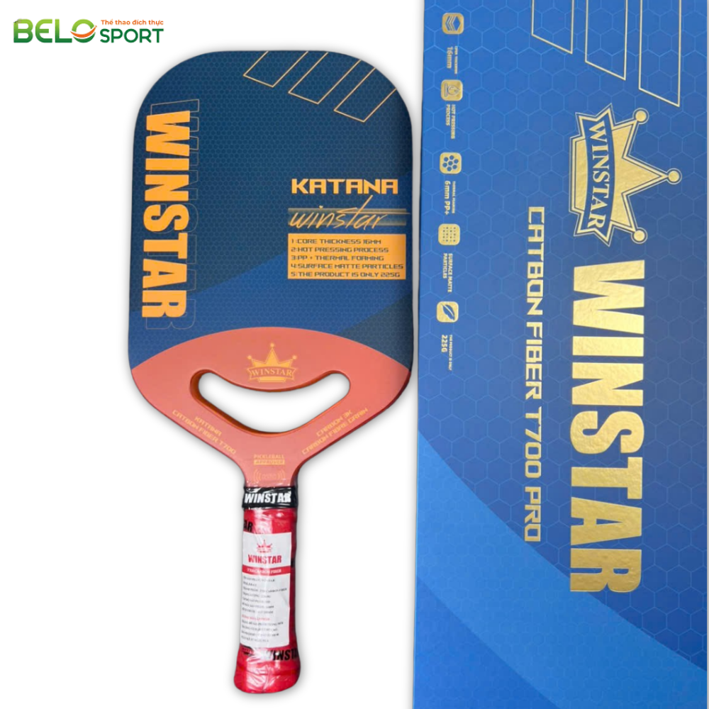 Vợt Pickleball Winstar Katana Carbon Fiber Grain - Màu Đỏ